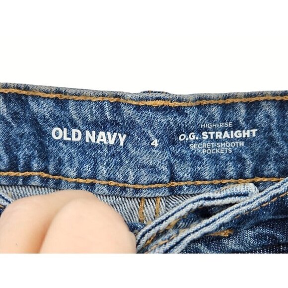 Old Navy High Rise OG Straight Womens Sz 4 Fray Shorty Short Distressed Blue NEW - Picture 10 of 12
